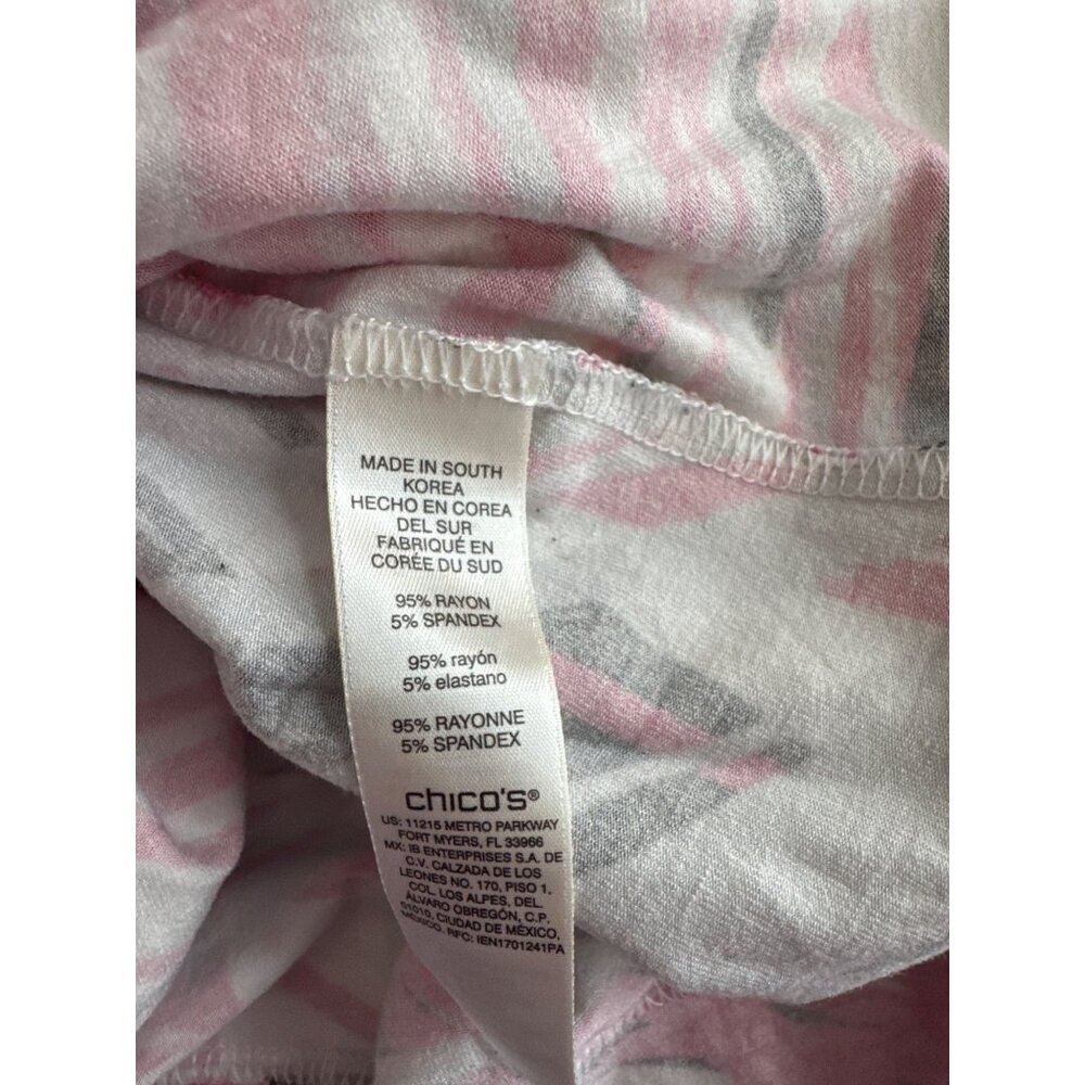 Chicos 3 Womens V-Neck Abstract Print Top Size XL pink pattern knit - Picture 4 of 4